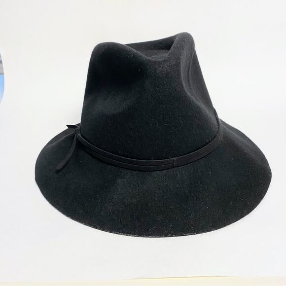 Women’s Black Fedora 100% Wool Hat Adjustable OS - Picture 3 of 8